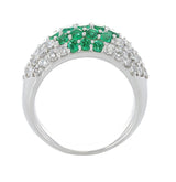 Round Emerald and Diamond Cocktail Ring, Platinum