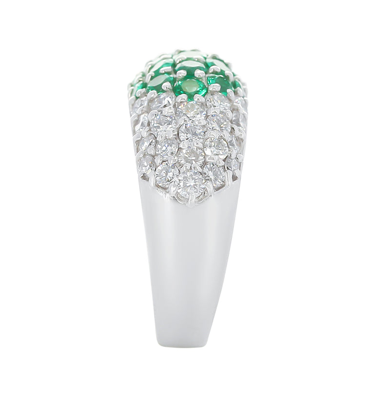 Round Emerald and Diamond Cocktail Ring, Platinum