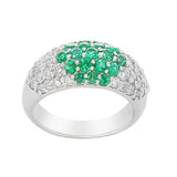 Round Emerald and Diamond Cocktail Ring, Platinum