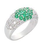 Round Emerald and Diamond Cocktail Ring, Platinum
