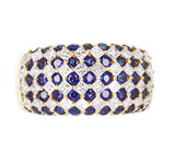 Nine Row Sapphire and Diamond Cocktail Ring, 18K Yellow Gold