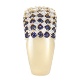 Nine Row Sapphire and Diamond Cocktail Ring, 18K Yellow Gold