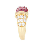 Mystery Set Ruby and Diamond Ring, 18K Yellow Gold