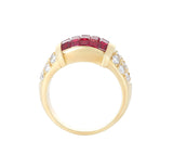 Mystery Set Ruby and Diamond Ring, 18K Yellow Gold