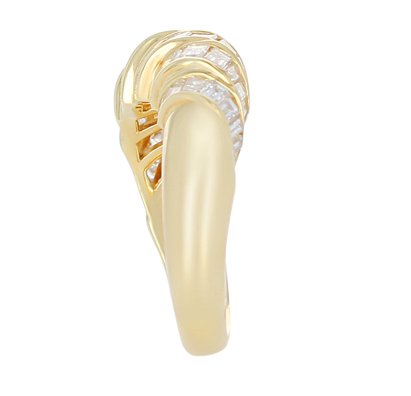 Step-Design Diamond Cocktail Ring, 18K Yellow Gold