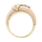Van Cleef & Arpels Coral Double Heart with Diamonds Ring, 18K
