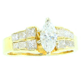 Marquise White Diamond Ring, Yellow Gold