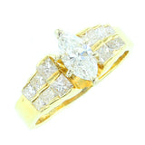 Marquise White Diamond Ring, Yellow Gold