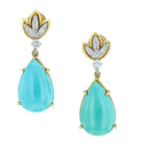 Tiffany & Co. Pear-Shape Turquoise and Diamond Earrings