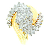 Swirl Shape Diamond Ring, 14K Yellow Gold