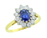 Cartier 1976 Unheated Blue Sapphire and Diamond Ring, 18K Yellow Gold