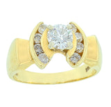 Diamond Crescent Ring,  14K Yellow Gold
