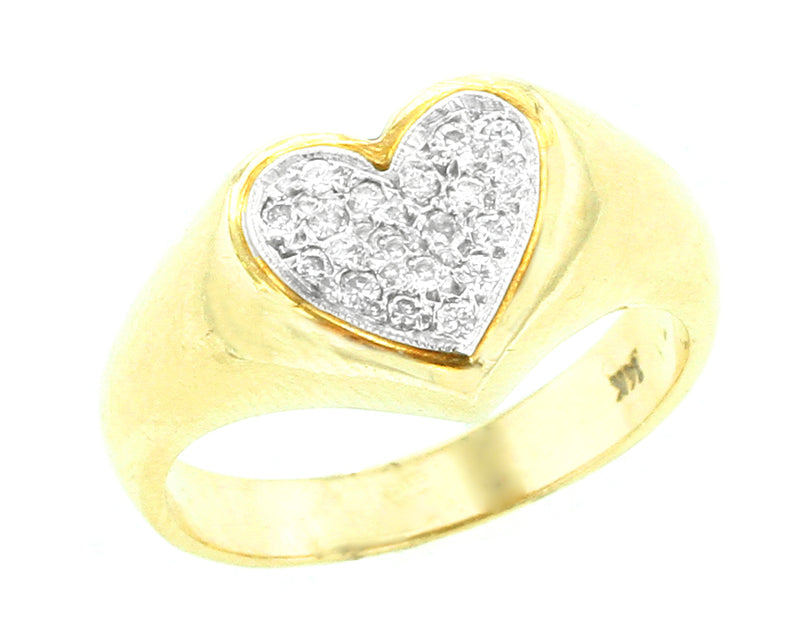 Heart Shape Diamond Ring, 14K Yellow Gold