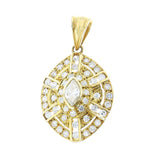 Curved Diamond and Yellow Gold Pendant, 14K- Part of Earring Set