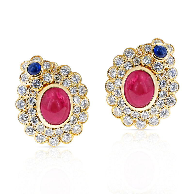 Kanya: 7mm, 3.7ct Genuine Ruby Cab Screw-back Stud Earrings 14K Yellow -  1000Jewels.com