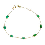 Oval Genuine Emerald 18k Yellow Gold Bracelet