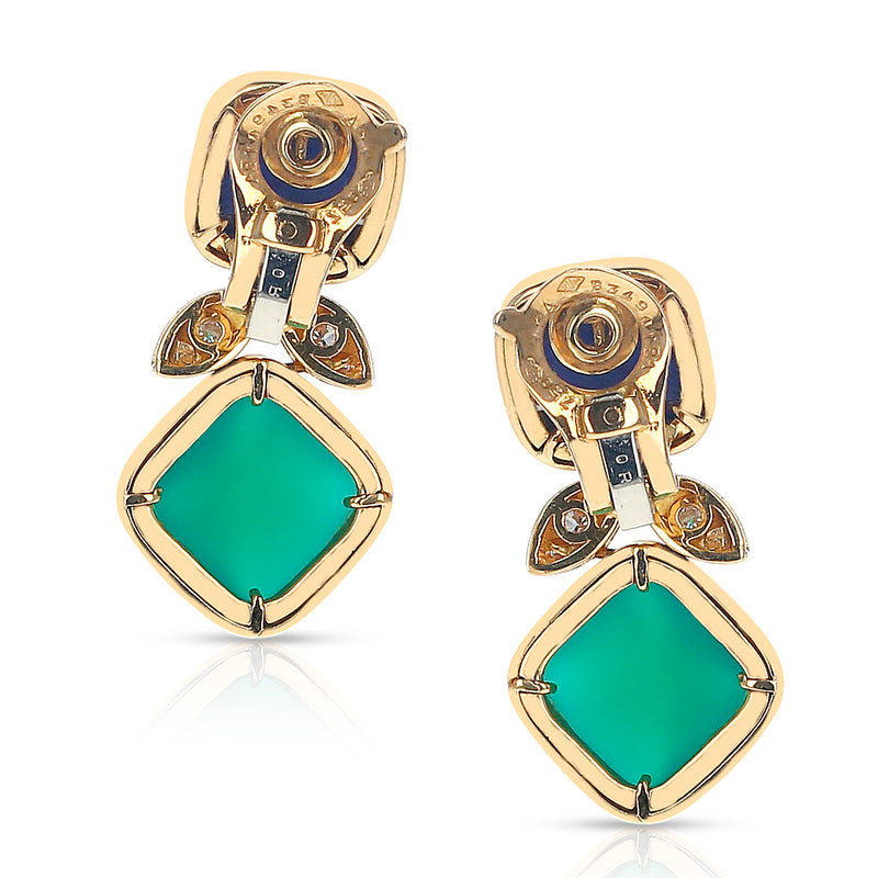 Van Cleef & Arpels Lapis Lazuli and Chrysoprase Earrings, French
