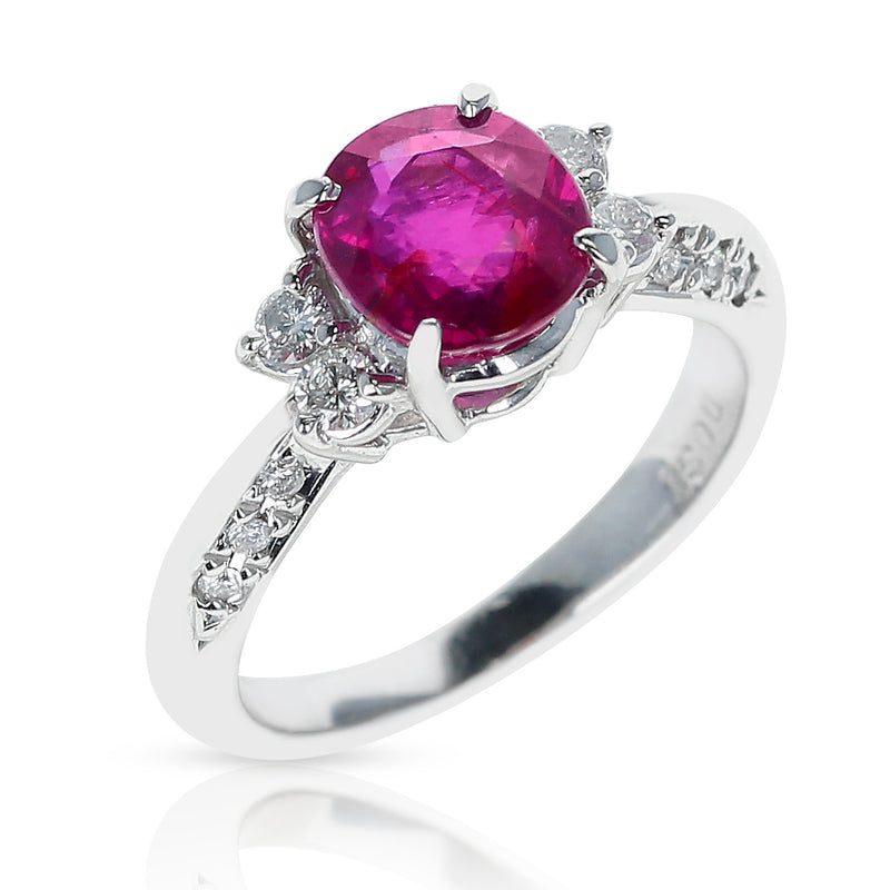 GIA Unheated Mozambique 2.16 ct. Ruby and Diamond Ring, PT