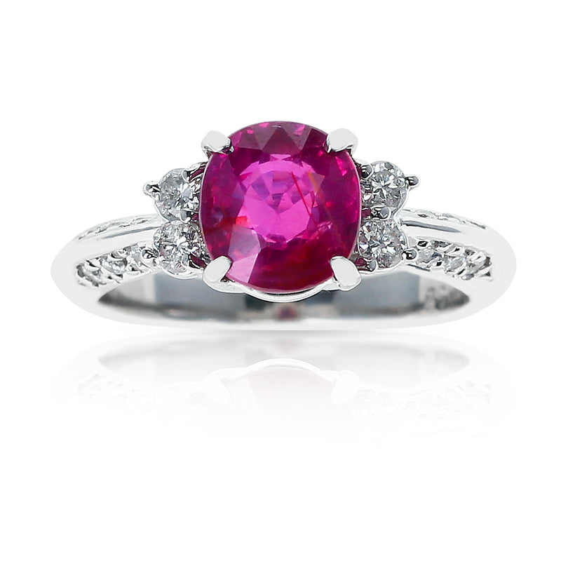 GIA Unheated Mozambique 2.16 ct. Ruby and Diamond Ring, PT