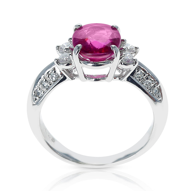 GIA Unheated Mozambique 2.16 ct. Ruby and Diamond Ring, PT
