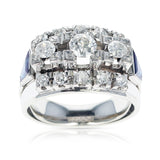 1950s Thirteen Round Diamond accented with Two Sapphire Trapezoids, 18K Gold