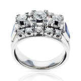 1950s Thirteen Round Diamond accented with Two Sapphire Trapezoids, 18K Gold
