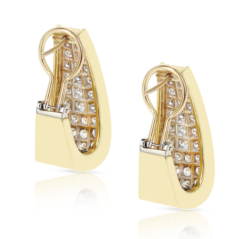 4.50 carat Diamond Block-Style Earrings, 18 Karat Yellow Gold