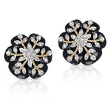 17.20 ct. Snowflake Obsidian Earrings with 0.64 ct. Diamonds, 14k
