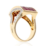 Invisible-Set Ruby and Diamond Cocktail Ring, 18k Yellow Gold