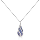 Sapphire and Diamond Swirl Design Pendant Necklace, 18k Gold