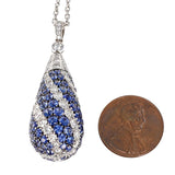 Sapphire and Diamond Swirl Design Pendant Necklace, 18k Gold