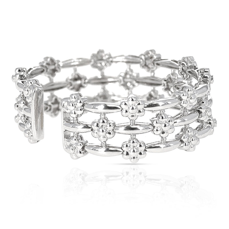 2.75 ct. Diamond Floral Expandable Bangle Cuff, 18 Karat White Gold