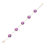 Genuine Round Amethyst 18k Yellow Gold Bracelet