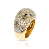 Cartier Fancy Color Diamonds Bombé Ring, Part of Matching Earrings, 18k