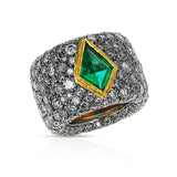 French Verney Emerald and Diamond Cocktail Ring