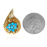 Italy Tiffany & Co. Retro-Style Leaf Turquoise and Diamond Earrings