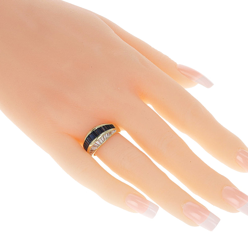 Cartier Sapphire and Diamond Baguette Ring, 18K