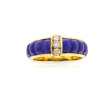 French Van Cleef & Arpels Carved Lapis and Diamond Ring, 18k