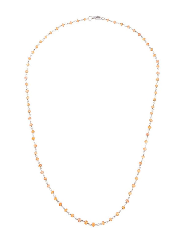 Orange Sapphire Wire Wrap Necklace, White Gold