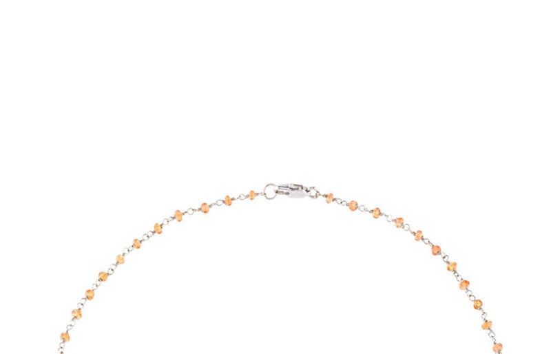 Orange Sapphire Wire Wrap Necklace, White Gold