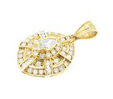 Curved Diamond and Yellow Gold Pendant, 14K- Part of Earring Set
