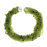 Peridot, Ruby, and Blue Sapphire Bead White Gold Necklace