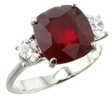 Cushion Mozambique Ruby Ring with Round Diamonds