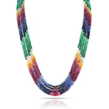 Round Emerald, Ruby and Sapphire Multi Color Faceted Beads Necklace