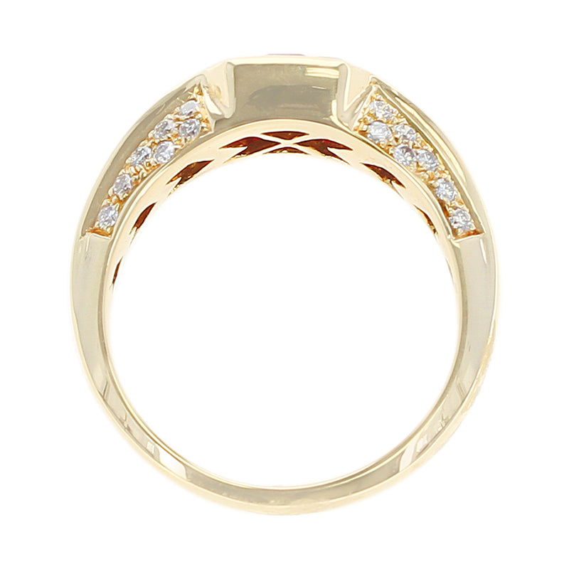 Octagonal Mystery Set Ruby and Diamond Ring, 18K Yellow Gold