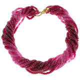 Ruby and Pink Sapphire Beads Yellow Gold Necklace