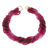 Ruby and Pink Sapphire Bead Yellow Gold Necklace