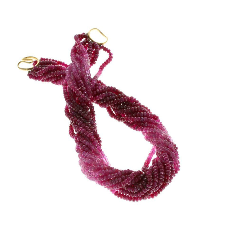 Ruby and Pink Sapphire Beads Yellow Gold Necklace