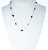 Dark Blue Sapphire Cabochon Necklace, Sterling Silver