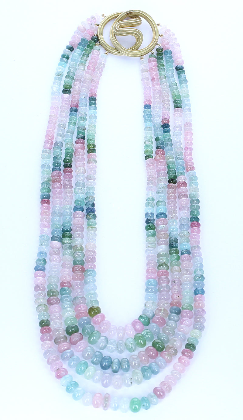 Natural Plain Multi-Tourmaline Necklace, Clasp by Christopher Walling